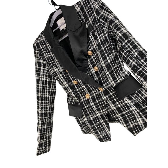 Rachel Parcell Black Sparkle Plaid Blazer  Double Breasted Size 4 RV10320 EUC - Picture 4 of 11